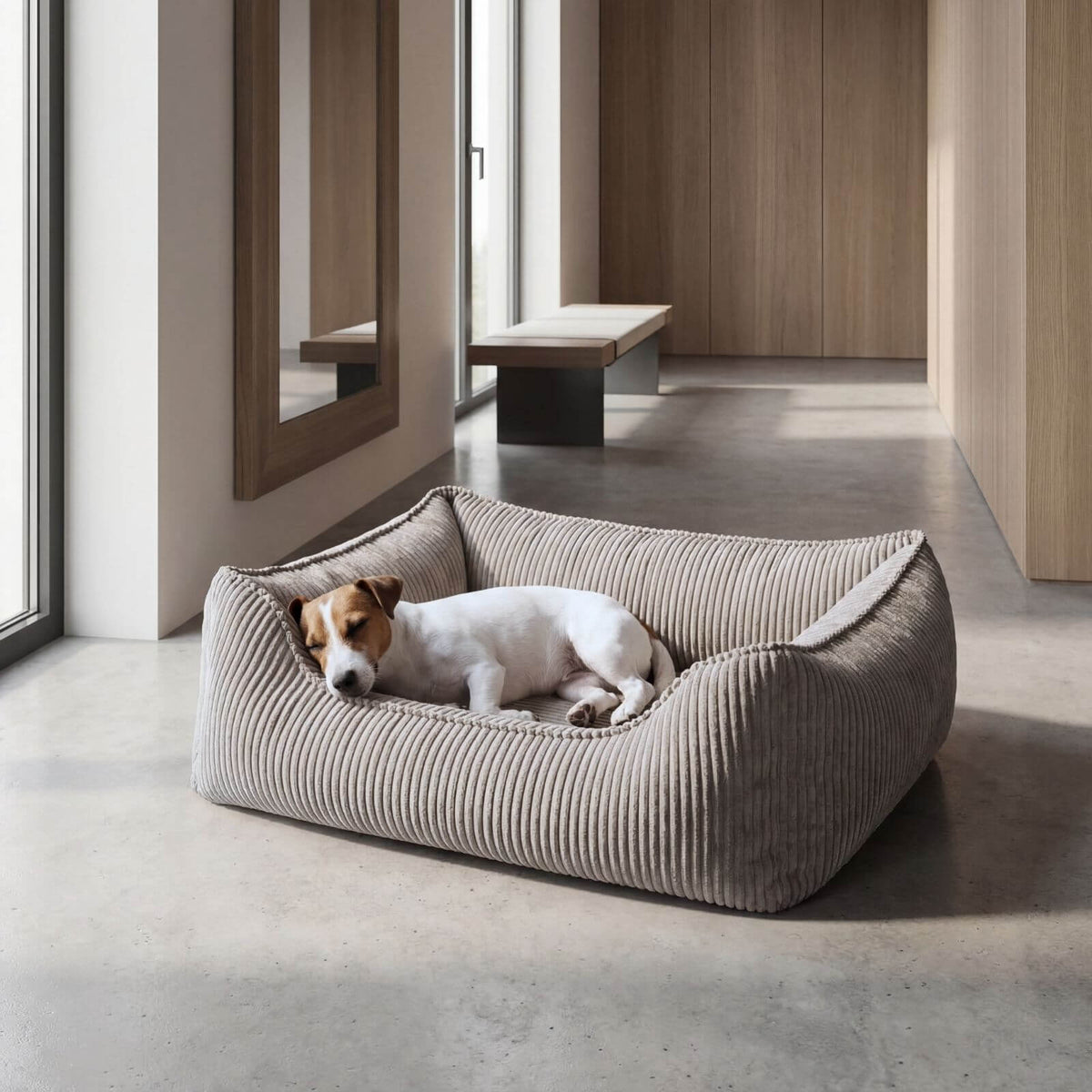 Dog Bed ANTON Cord Gray