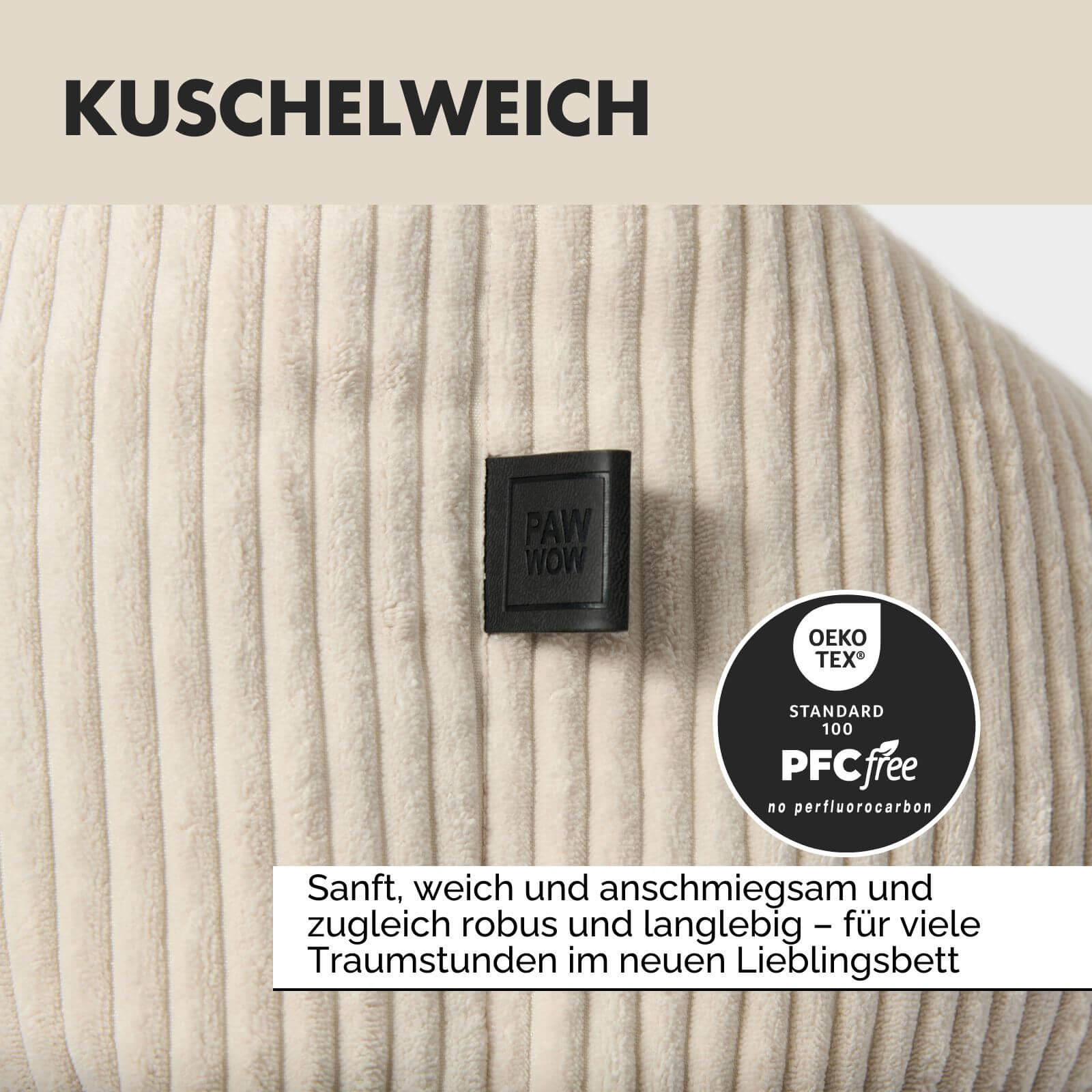 Hundebett ANTON Cord Beige - paw-wow