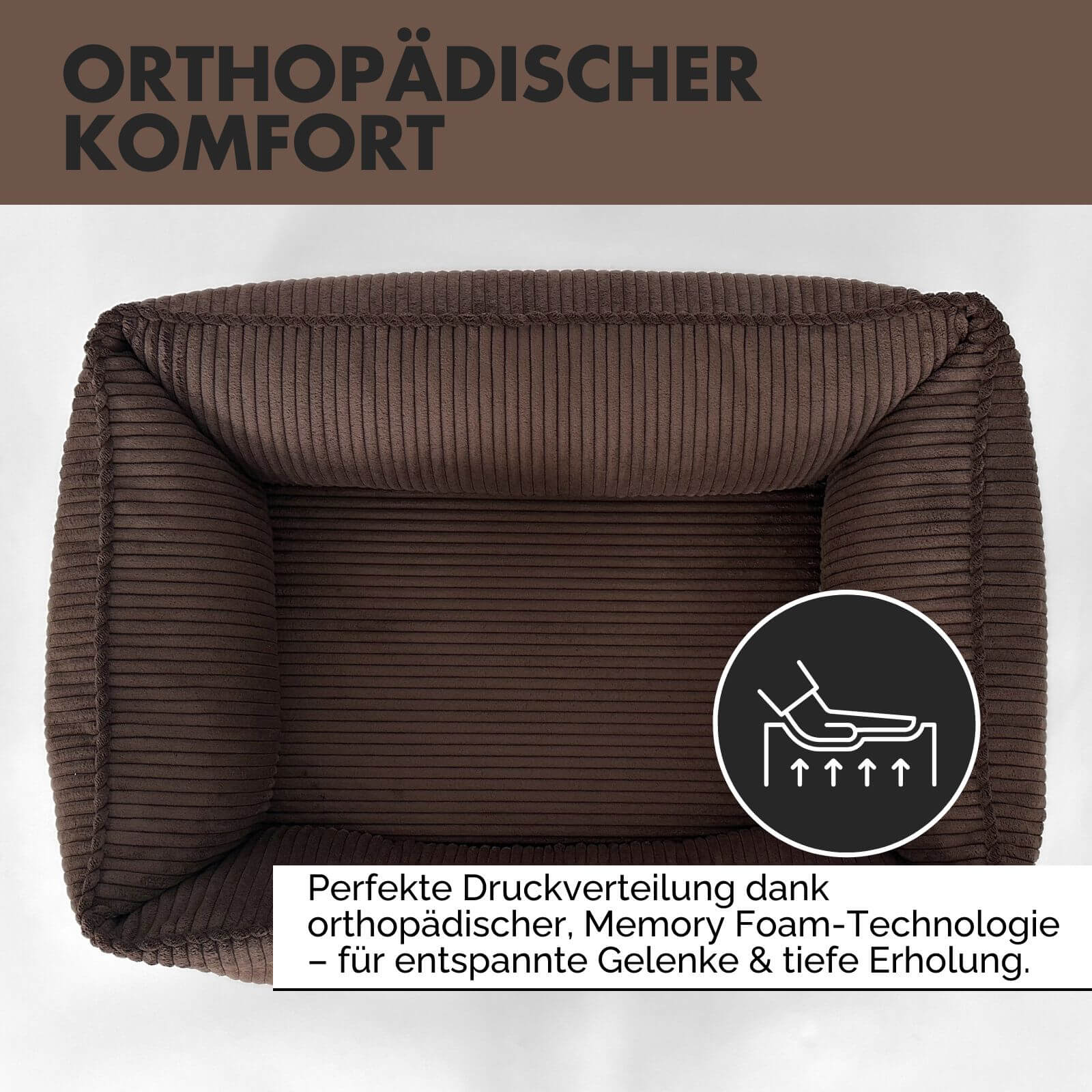 Hundebett ANTON Cord Braun - paw-wow