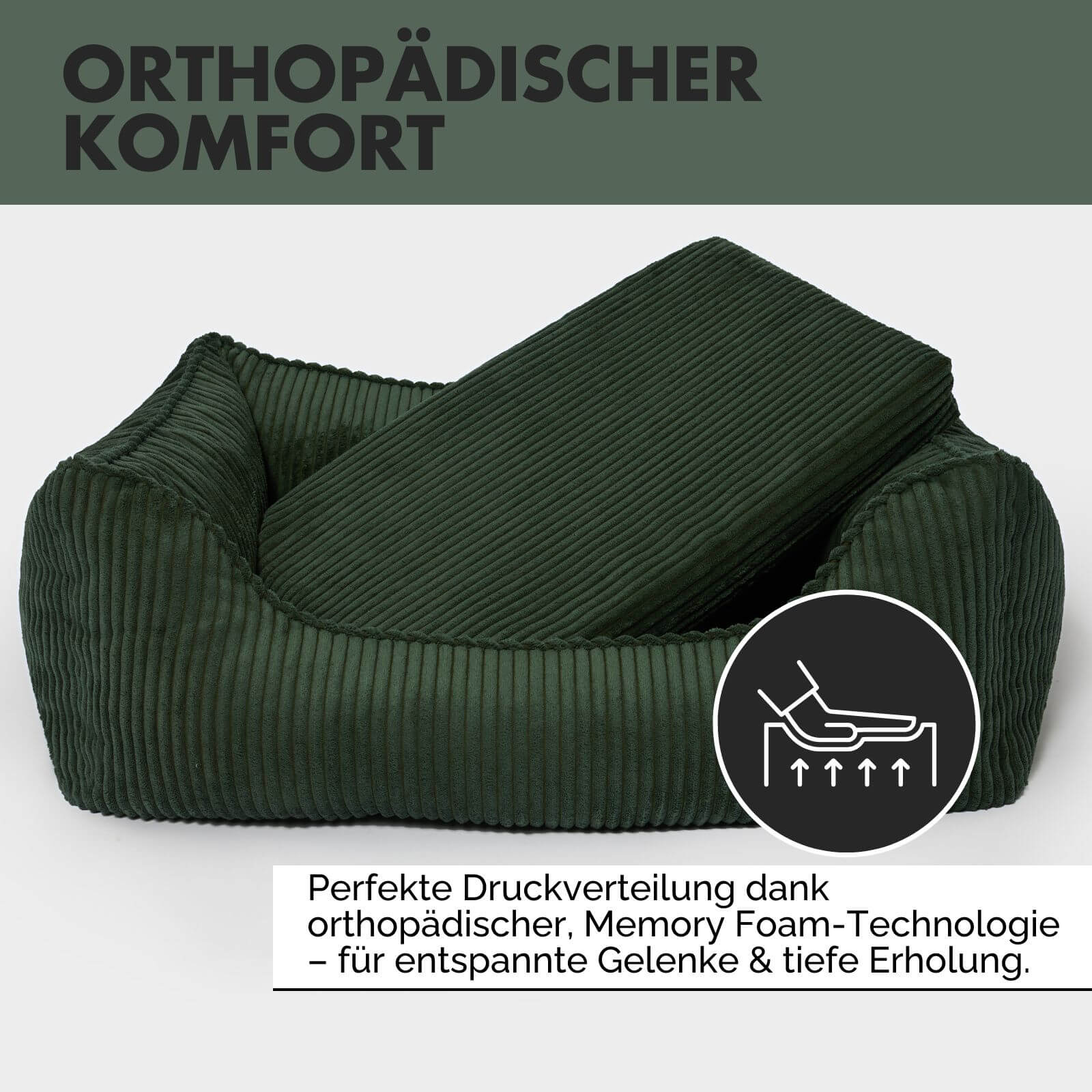 Hundebett ANTON Cord Olive - paw-wow