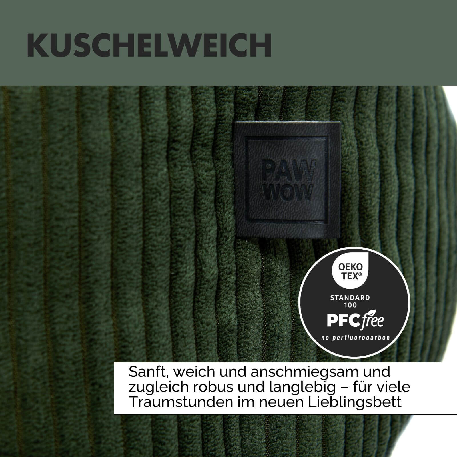 Hundebett ANTON Cord Olive - paw-wow