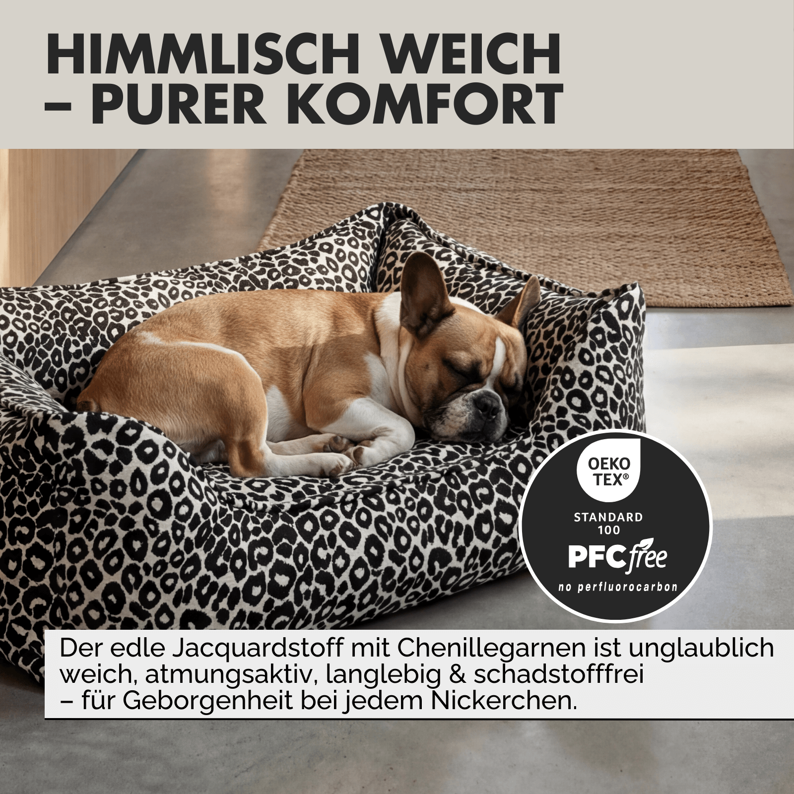 Hundebett LEONIE Beige Schwarz - paw-wow