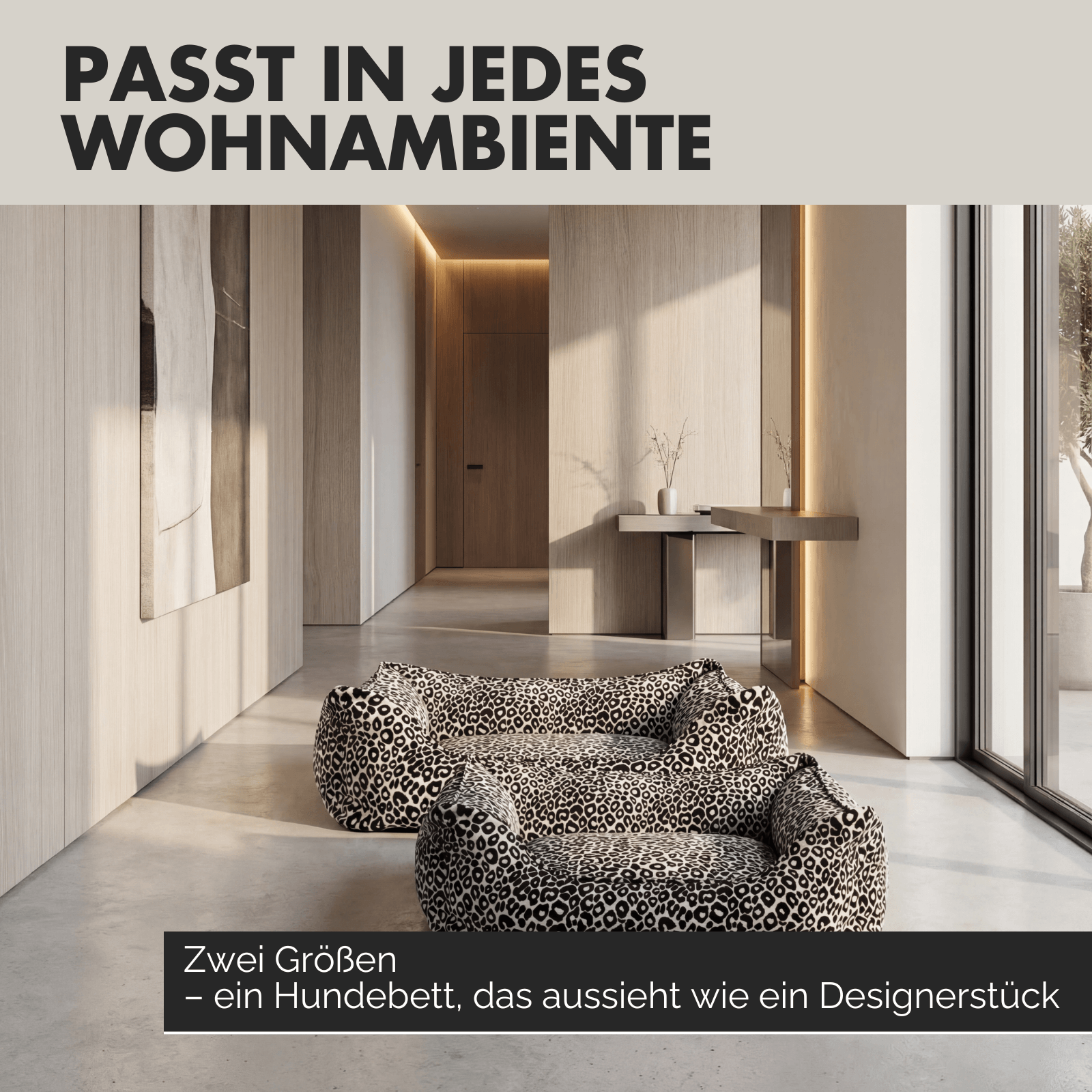 Hundebett LEONIE Beige Schwarz - paw-wow