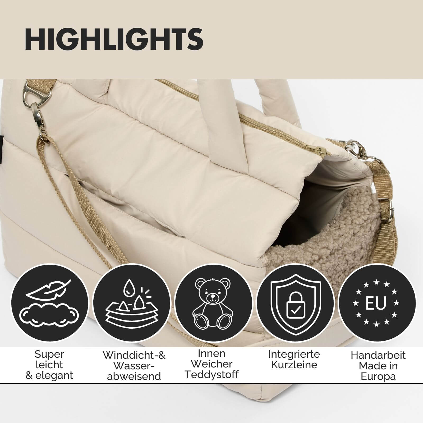 Hundetragetasche SARA Beige - paw-wow