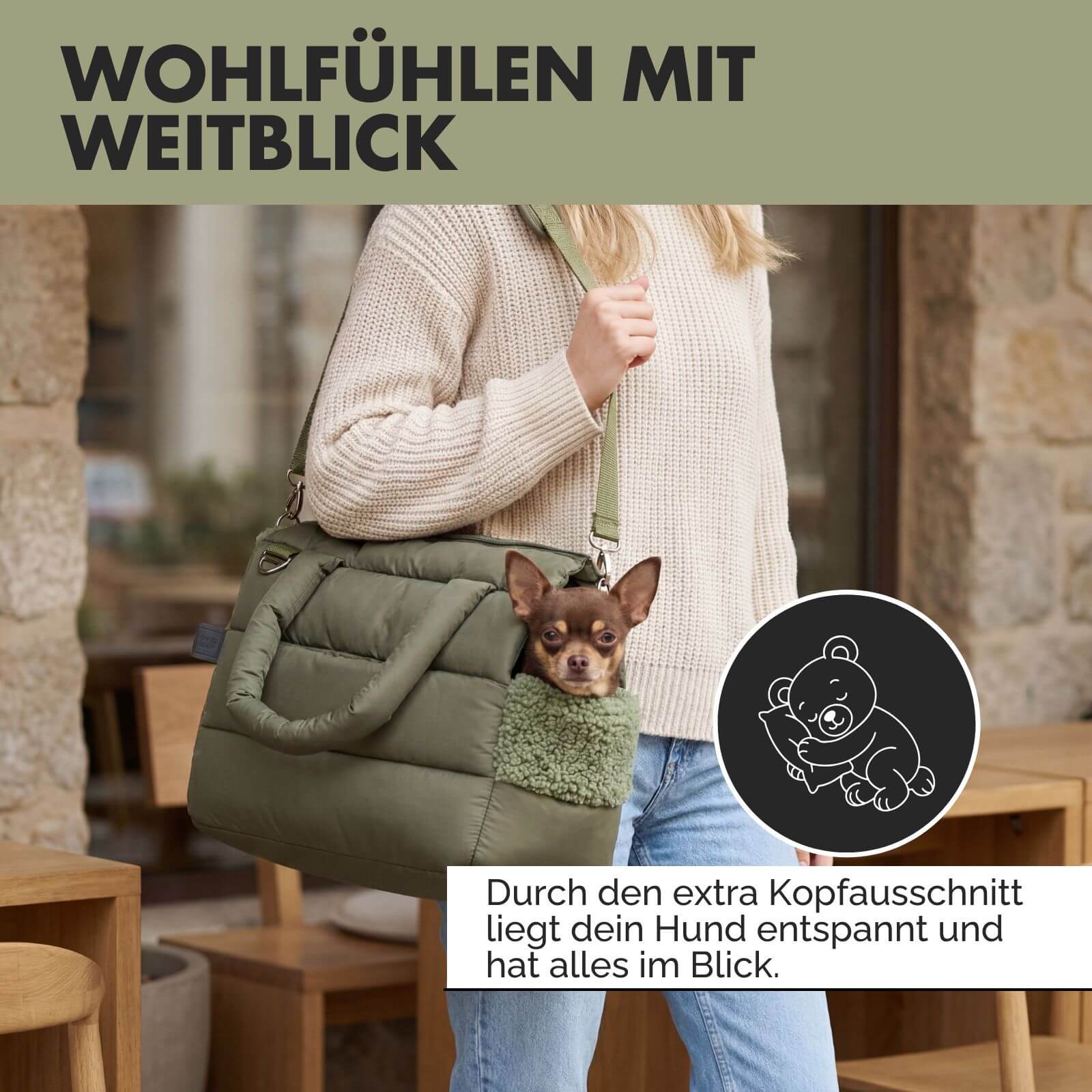 Hundetragetasche SARA Olive - paw-wow
