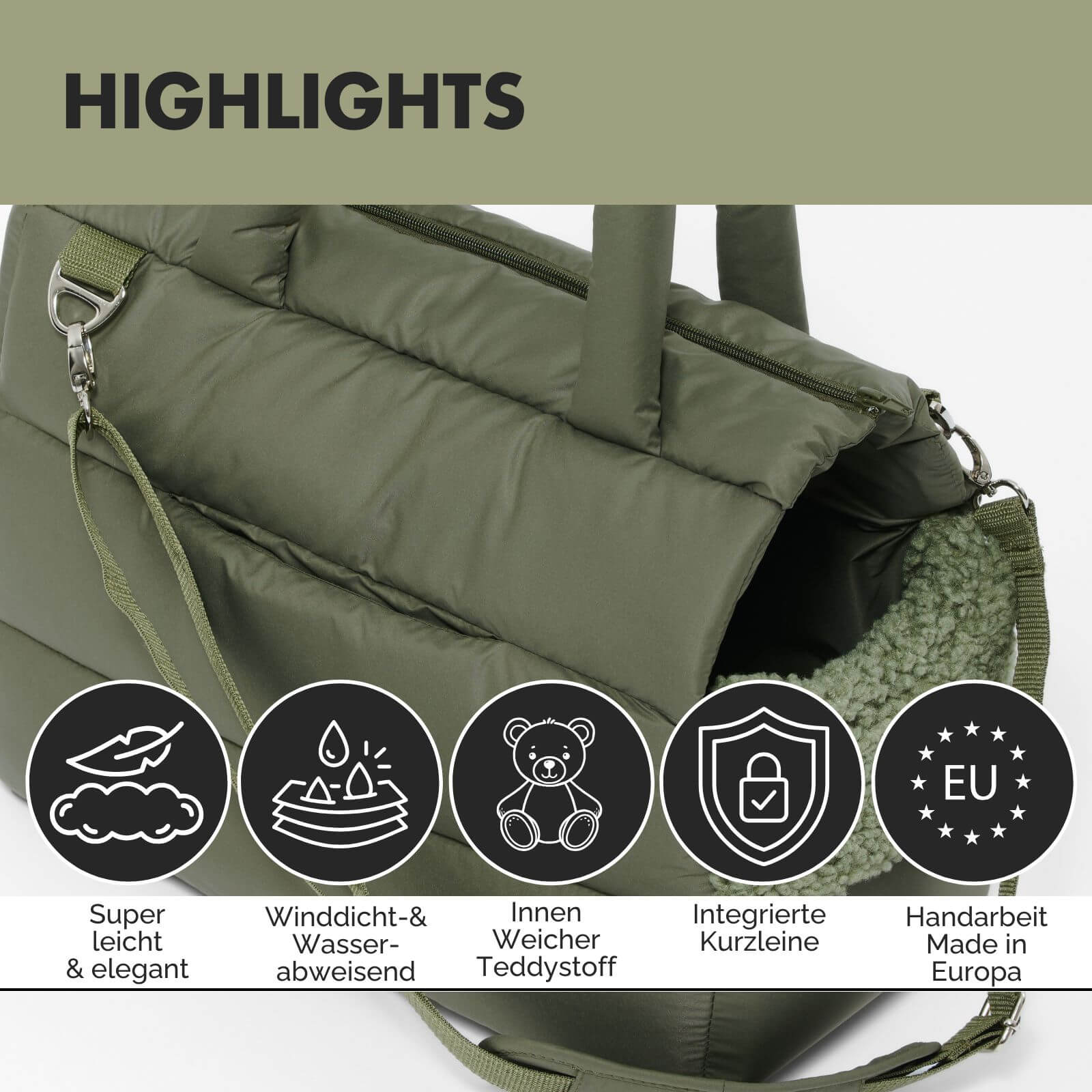 Hundetragetasche SARA Olive - paw-wow