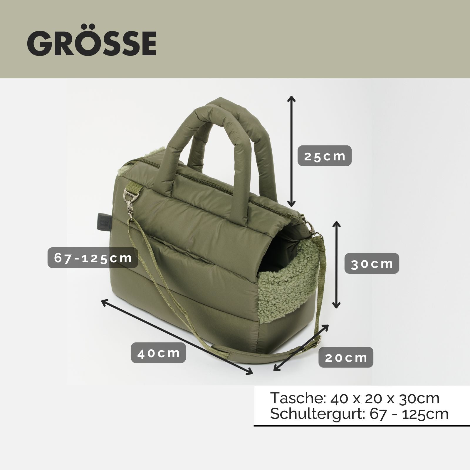 Hundetragetasche SARA Olive - paw-wow