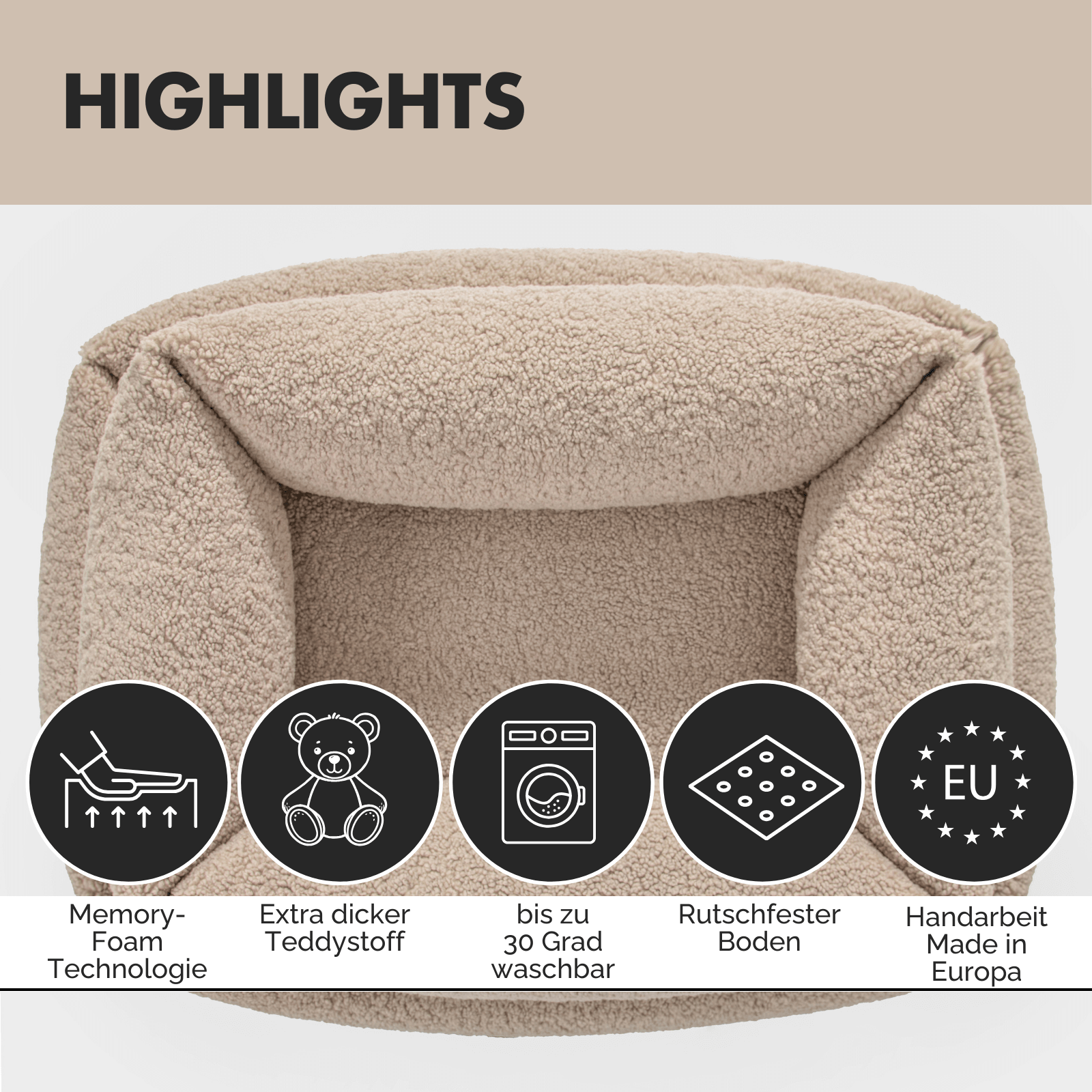 Hundebett SVEN Teddy Greige - paw-wow