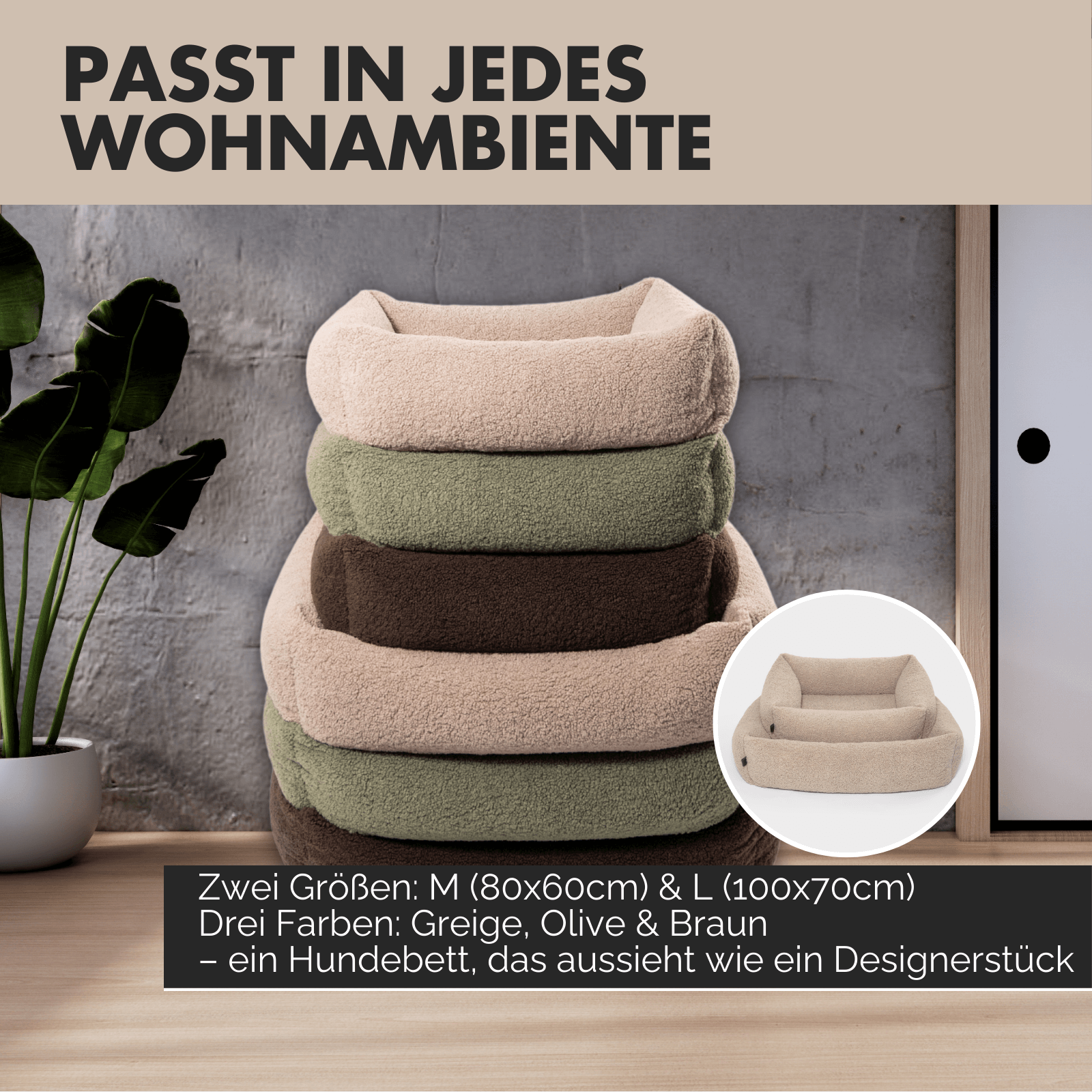 Hundebett SVEN Teddy Greige - paw-wow