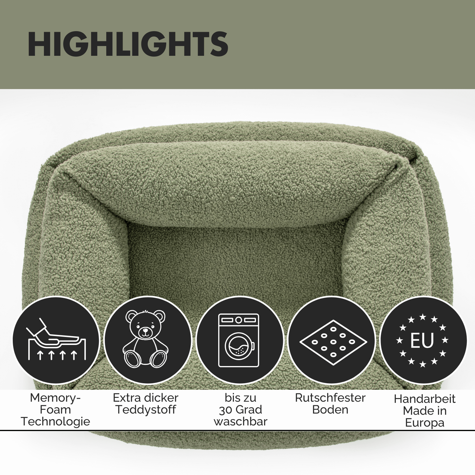 Hundebett SVEN Teddy Olive - paw-wow