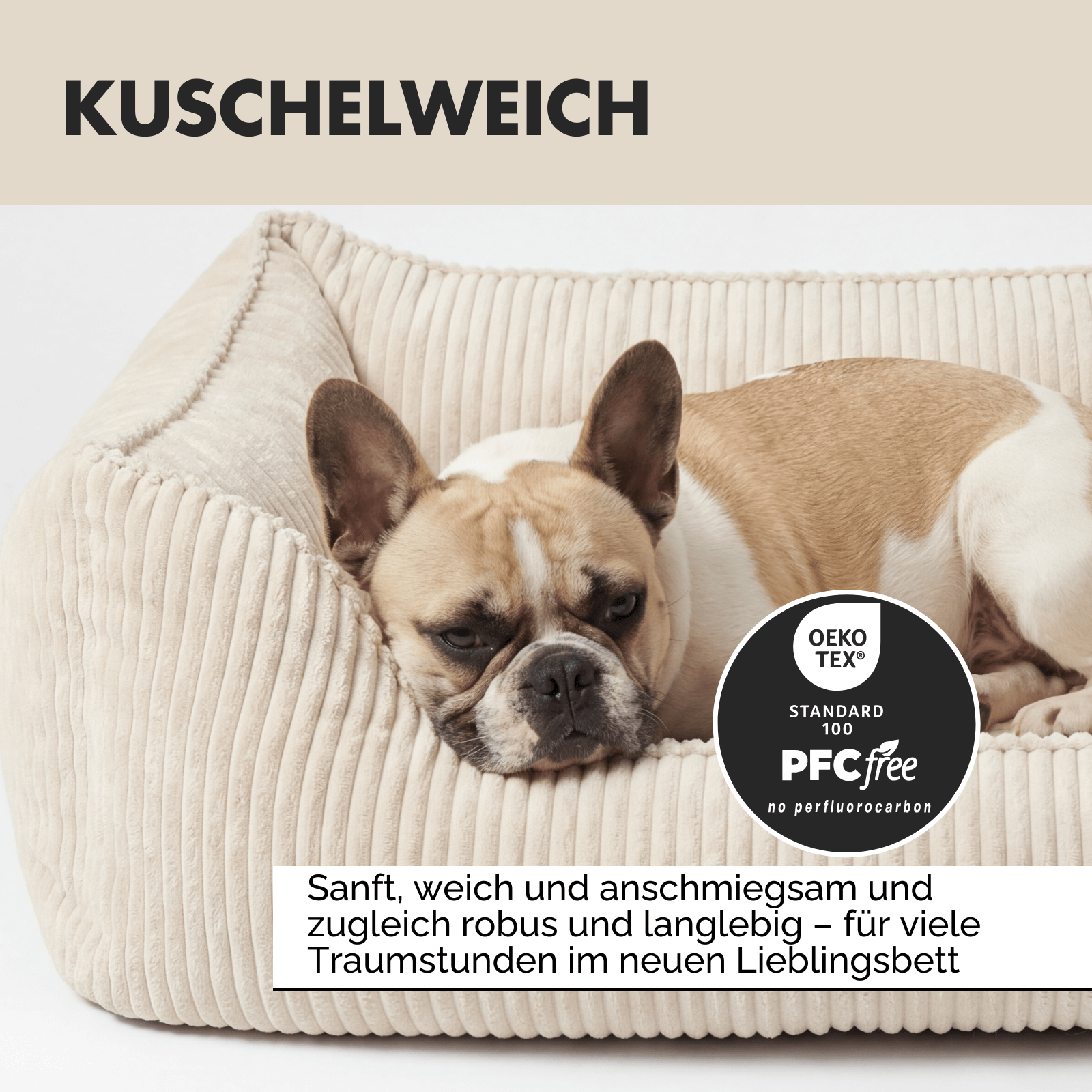 Hundebett ANTON Cord Beige - paw-wow