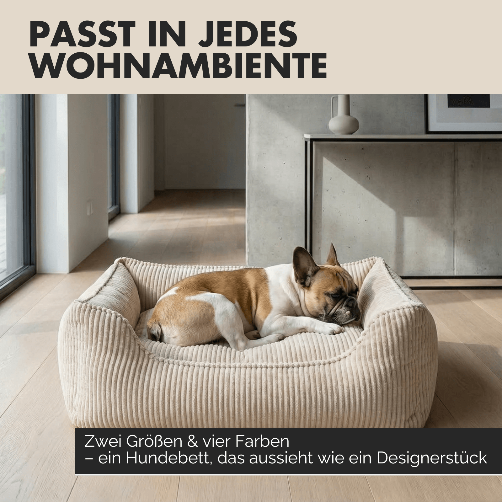 Hundebett ANTON Cord Beige - paw-wow