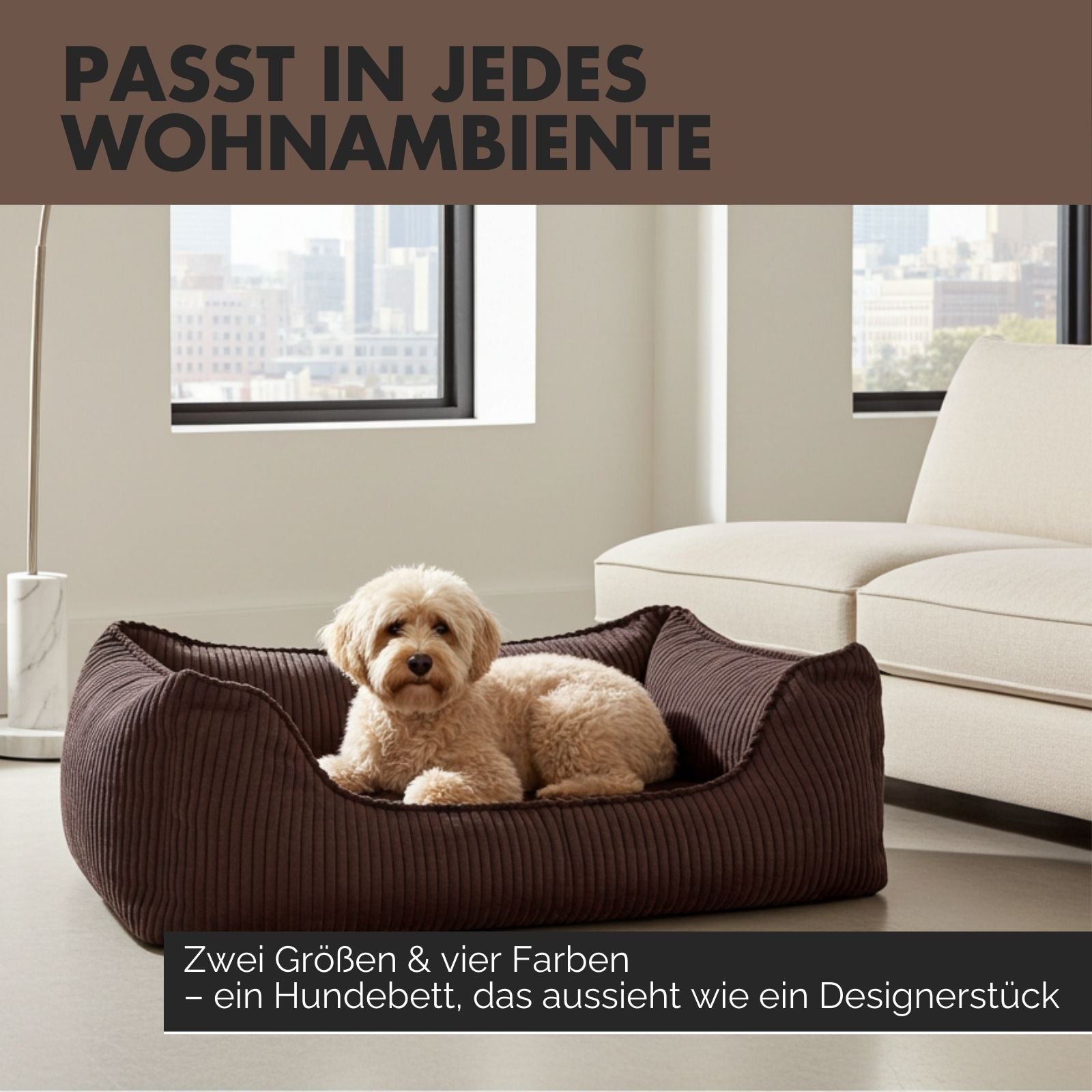 Hundebett ANTON Cord Braun - paw-wow