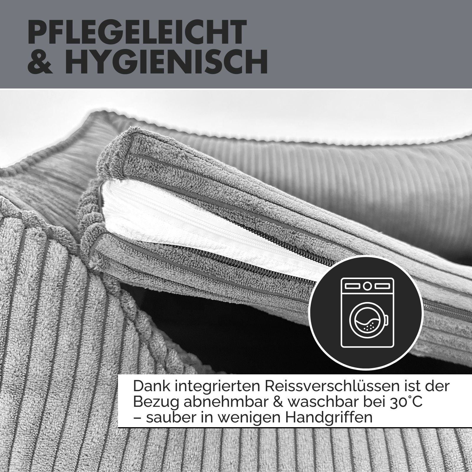 Hundebett ANTON Cord Grau - paw-wow