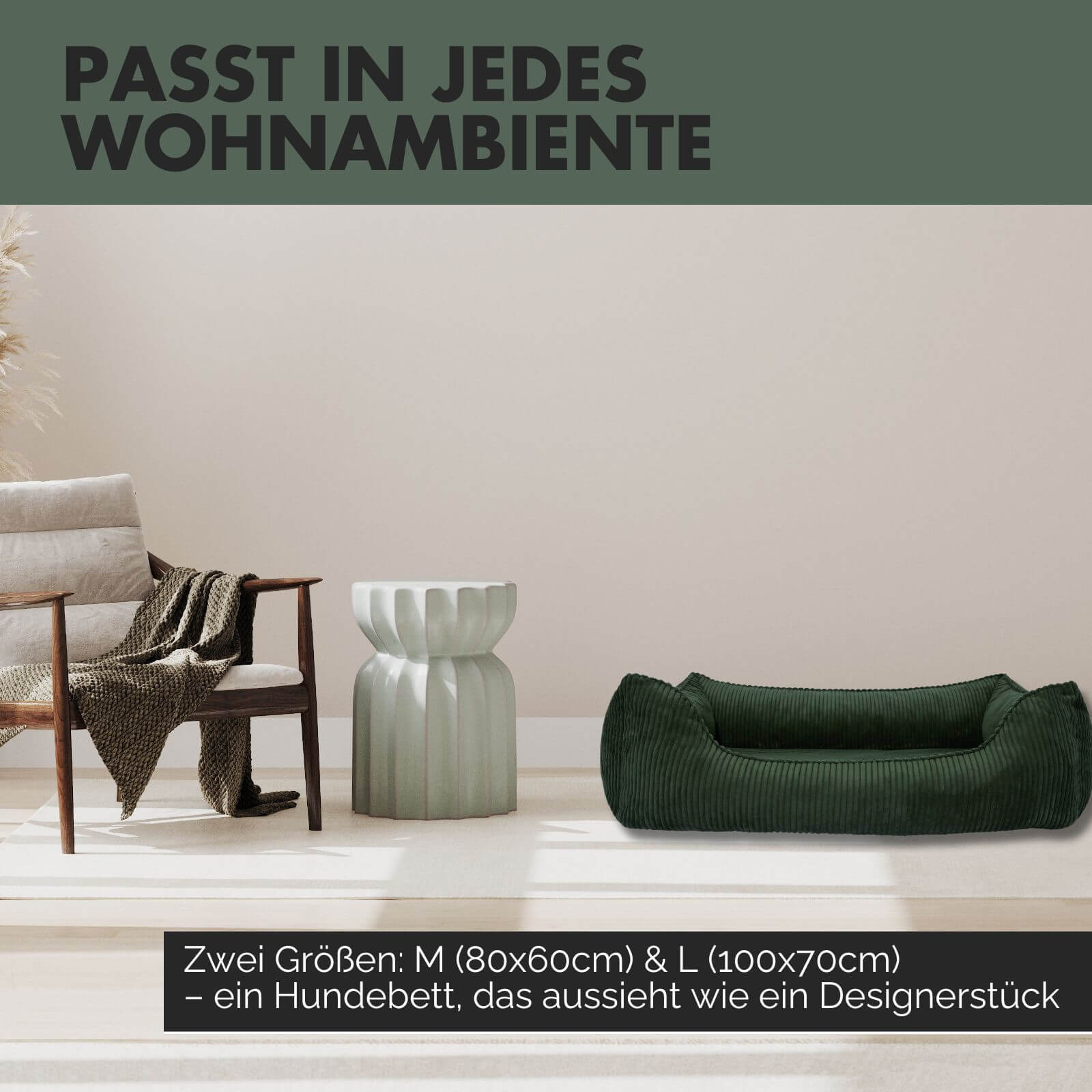 Hundebett ANTON Cord Olive - paw-wow