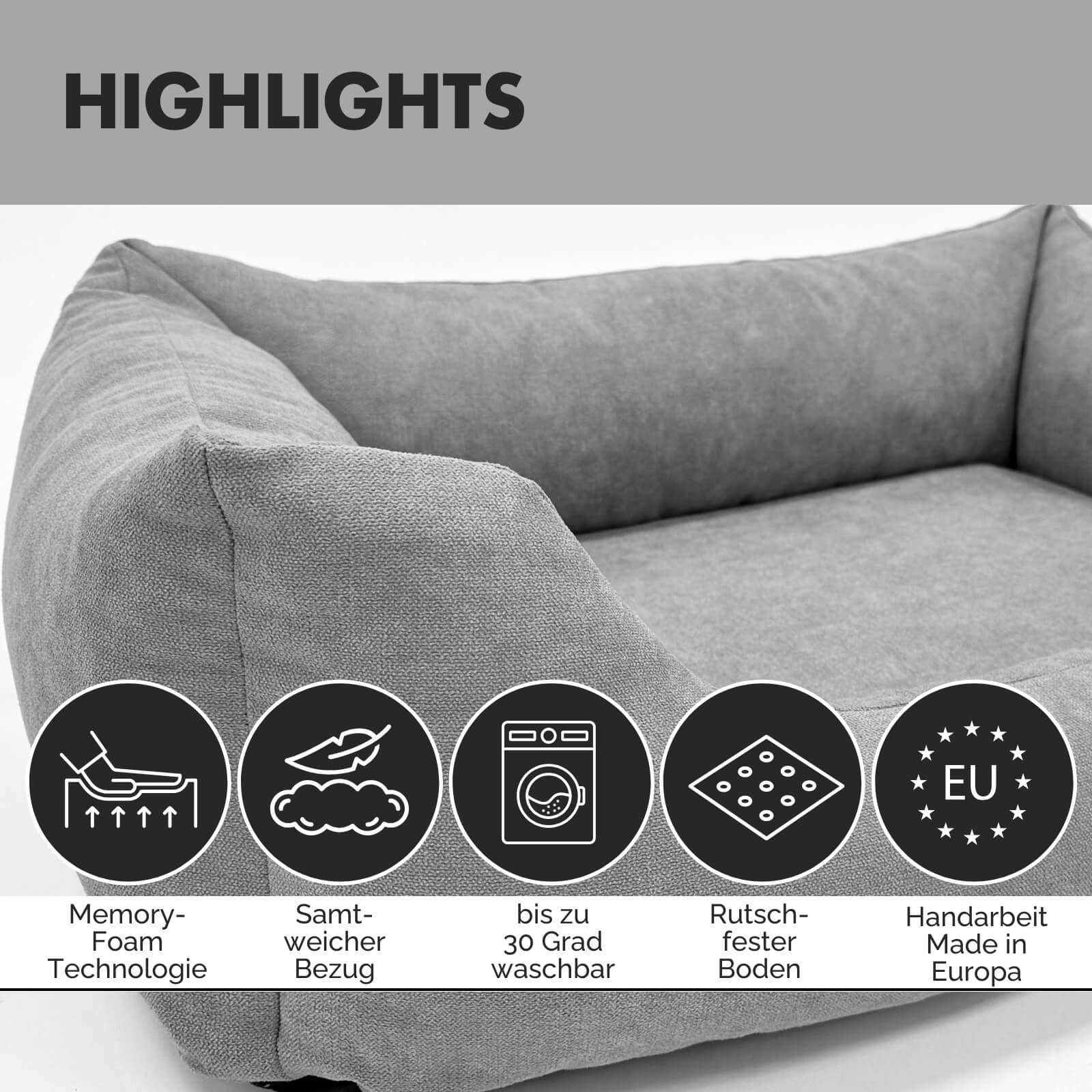 Hundebett EMMA Grau - paw-wow