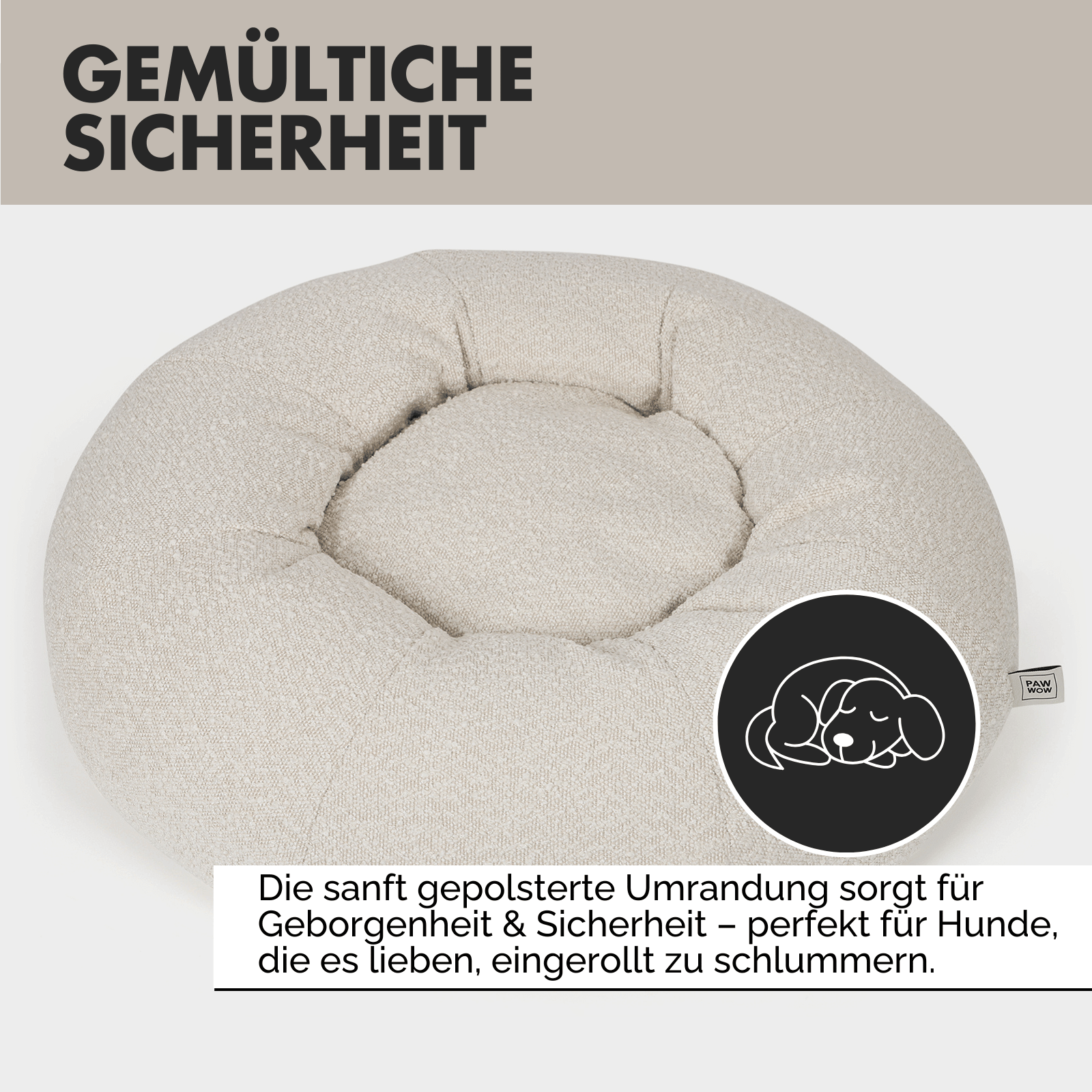 Hundebett LENI Bouclé Beige - paw-wow