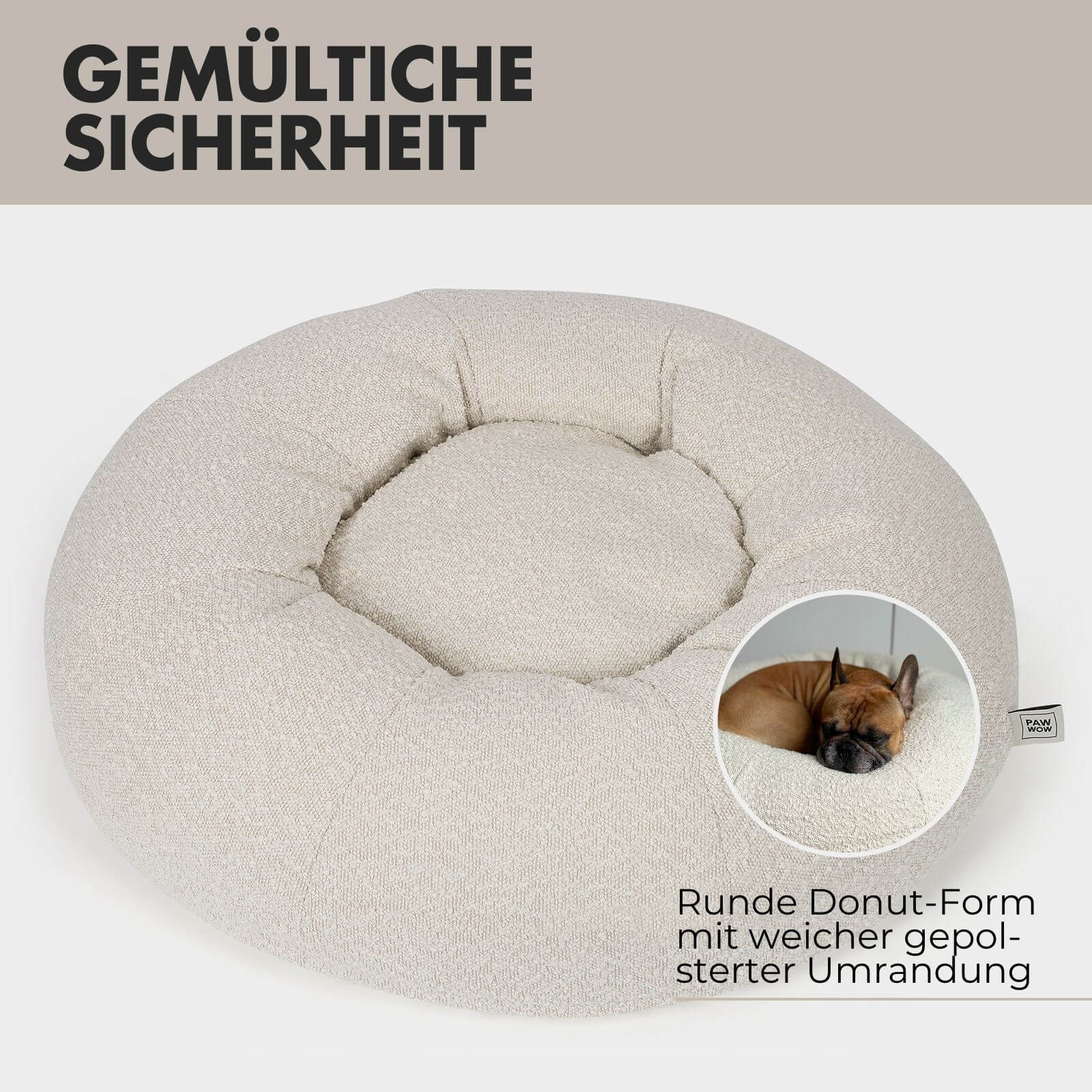 Hundebett LENI Bouclé Beige - paw-wow
