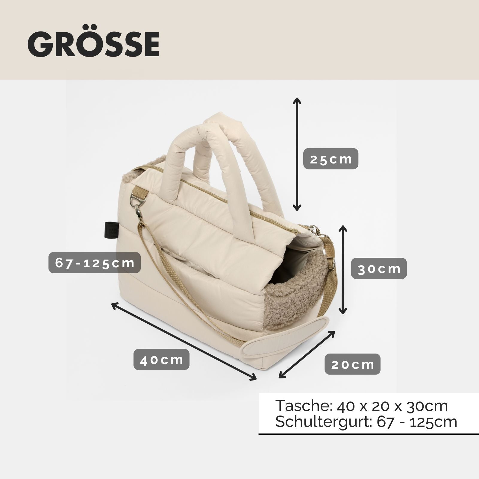 Hundetragetasche SARA Beige - paw-wow