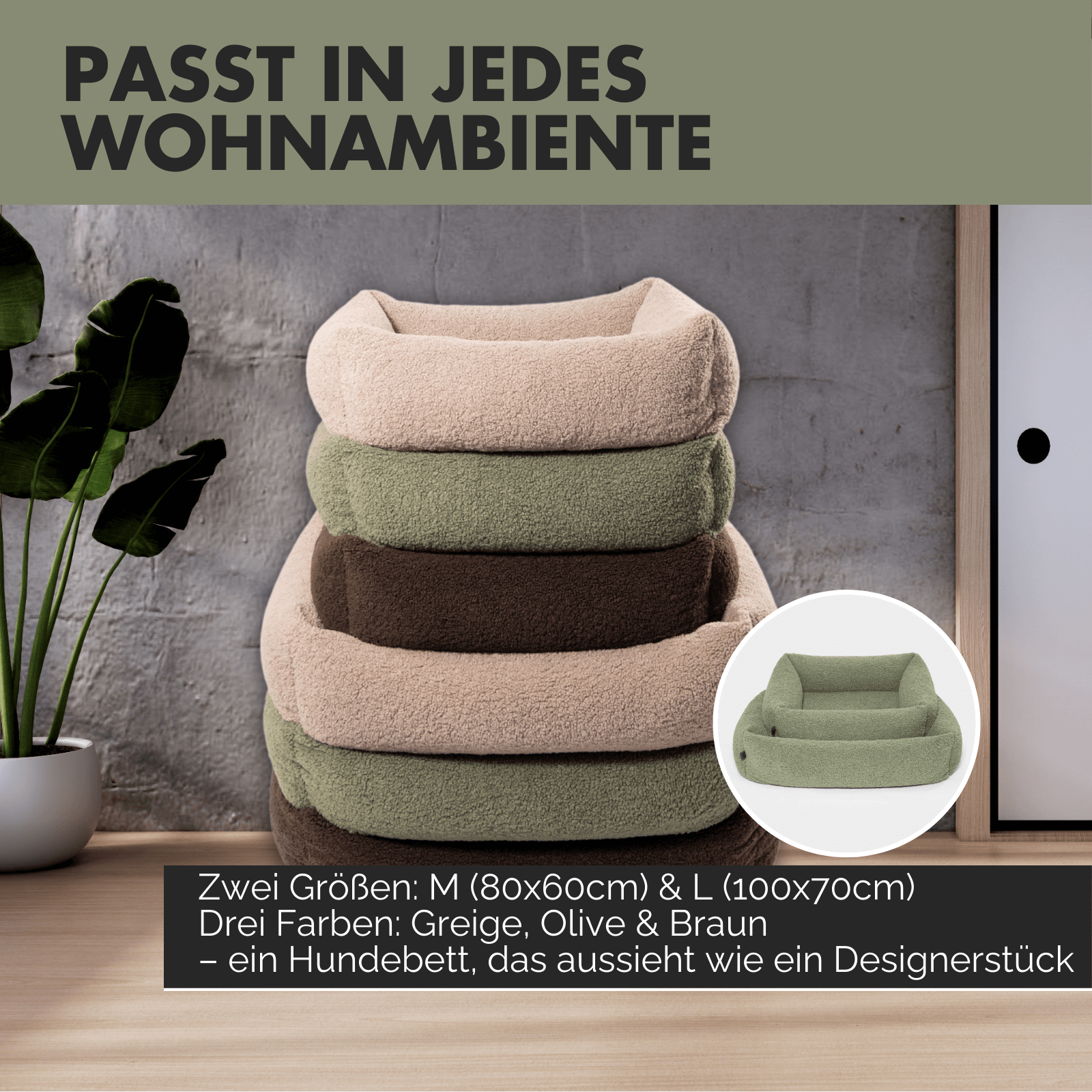 Hundebett SVEN Teddy Olive - paw-wow